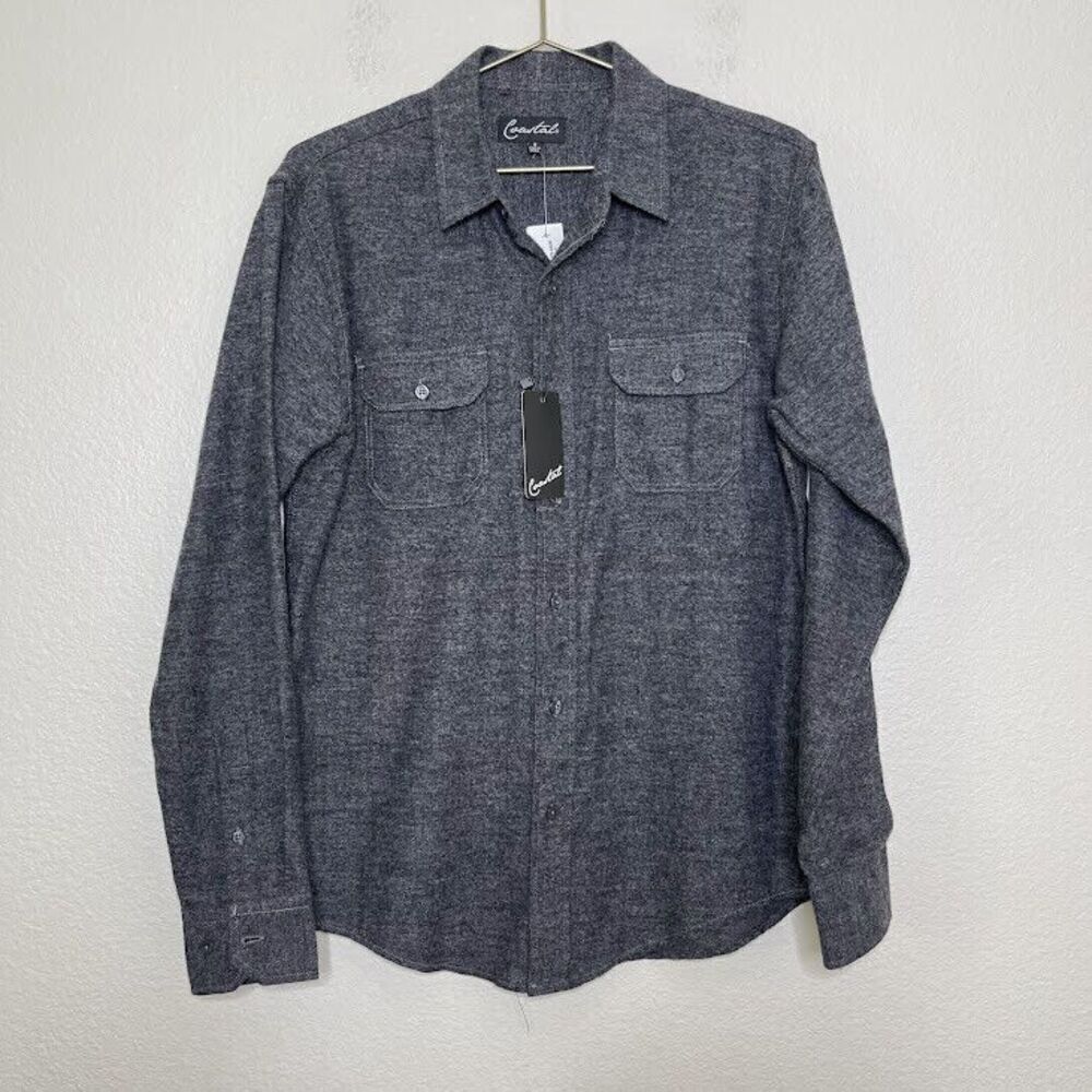 Tillys Coastal Shirt Mens Size Small Grey Button Down Long Sleeve Casual Winter
